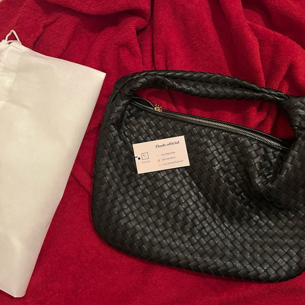 Genuine Leather Woven Shoulder Bag